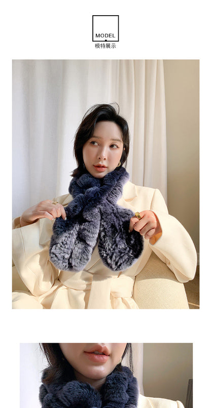 "Fashionable Real Rabbit Fur Scarf - Winter Accessory