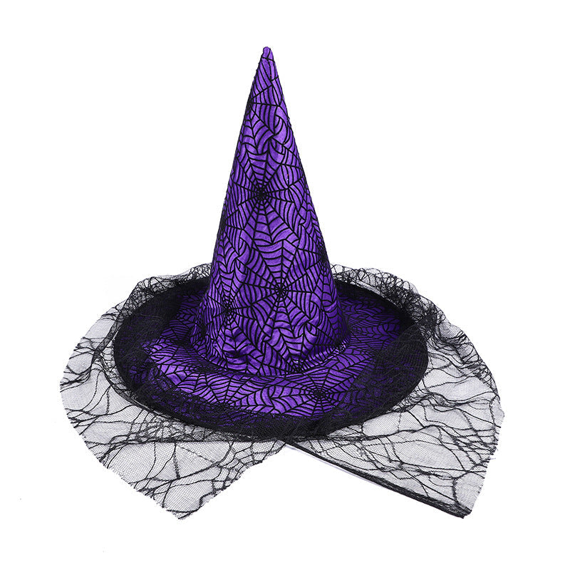 Halloween Rose Mesh Witch Hat