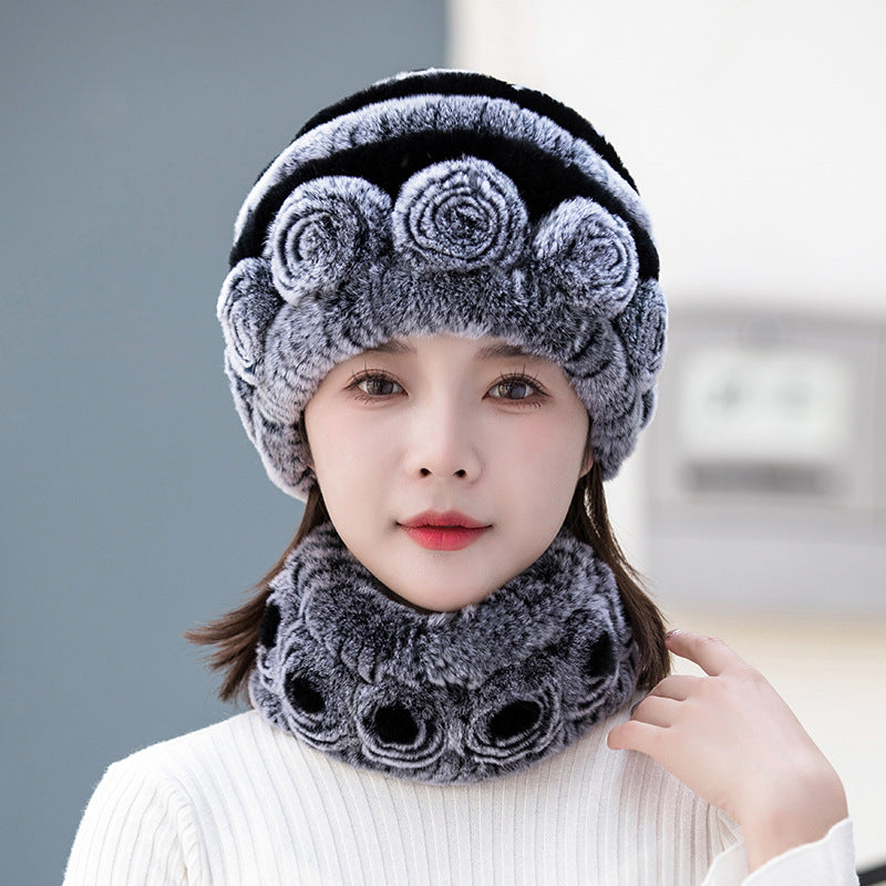 Stylish Real Rabbit Fur Ear Flap Hat - Warm Winter Accessory