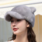 Cute Mink Fur Cat Ear Baseball Cap