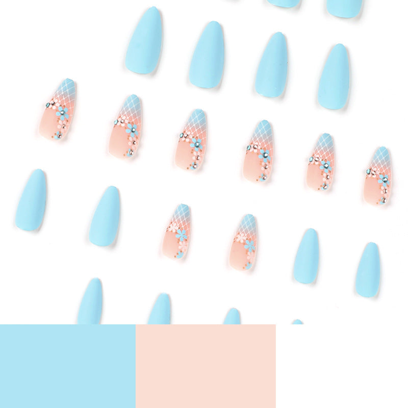 Removable Matte Blue Gradient Nail Tips