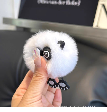 Cute Pom Pom Panda Keychain Fuzzy Toy Charm