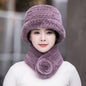 Winter Real Rabbit Fur Knit Hat & Scarf Set