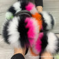 Fashionable Fox & Raccoon Fur Slides - Cozy Slip-Ons