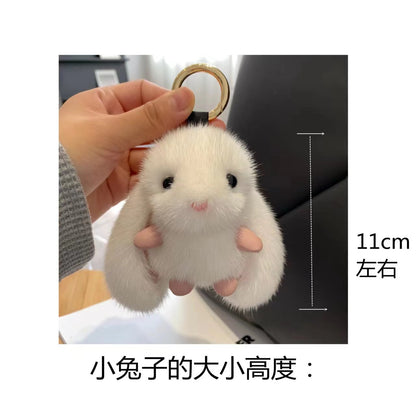 Cute Faux Mink Bunny Keychain Plush Toy Gift