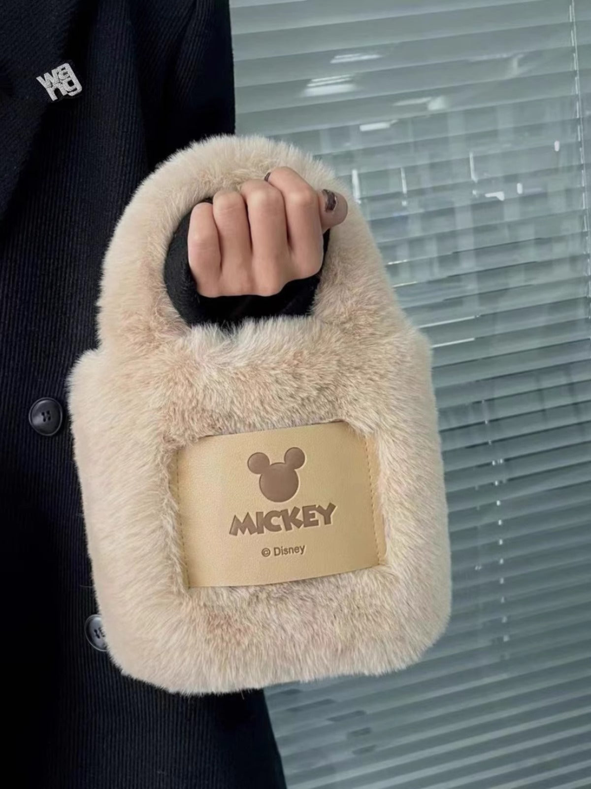 Cute Mickey Fuzzy Bucket Bag - Winter Handbag