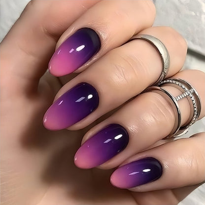 New Fashion  Droplet Shape Sweet Purple Gradient Acrylic Nails-Homeunderwear