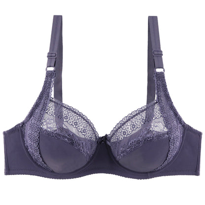 Plus Size Ultra-Thin Cup Semi-Sheer Lace Bra