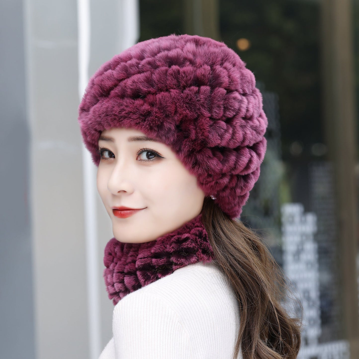 Warm Real Rabbit Fur Winter Hat for Seniors