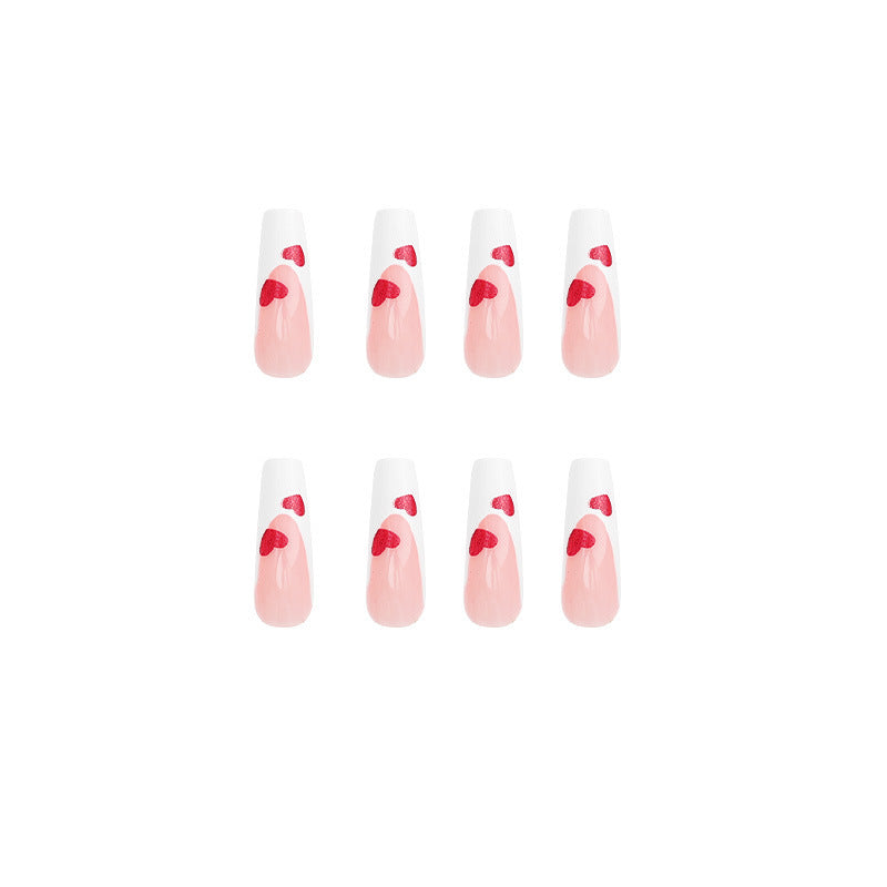 Heart-Shaped Ballet Nail Tips, 24 Pieces Removable