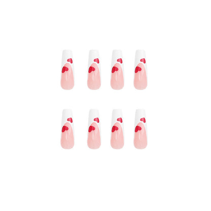 Heart-Shaped Ballet Nail Tips, 24 Pieces Removable