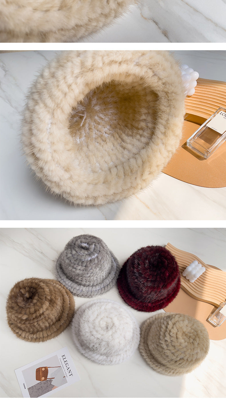 Elegant Mink Fur Beret - Winter Fashion Accessory