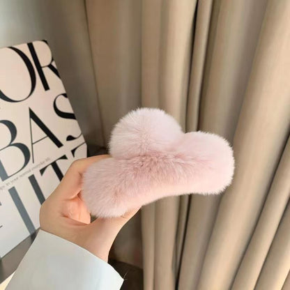 Luxury Real Rabbit Fur Hair Claw - Cute Ponytail Holder