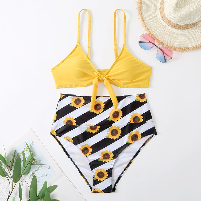 Multicolored Bikini with Strappy Print Design Swimwear