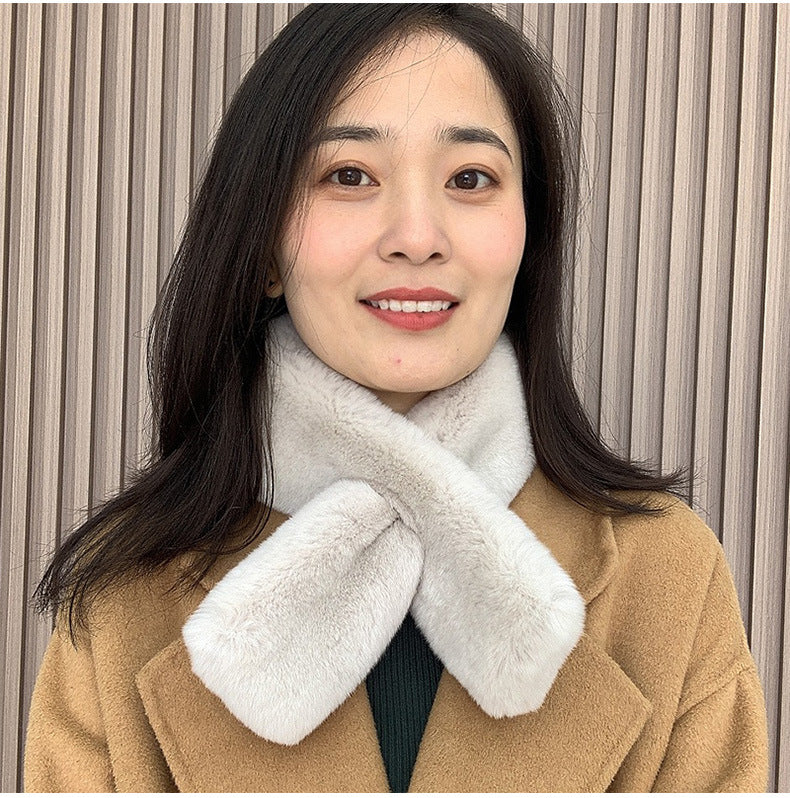 Double-Sided Real Rabbit Fur Scarf - Winter Warmth