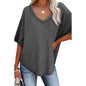 Free Shipping ForDillamon Solid Color Casual Half-Sleeve European and American Style Top