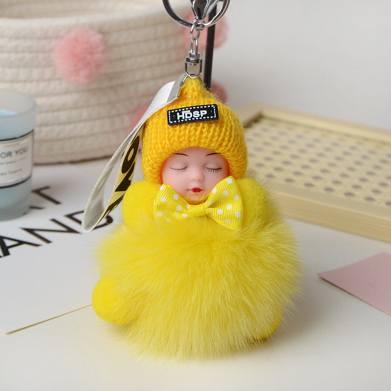 Cute Fox Fur Ball Sleepy Doll Keychain - Bag Charm