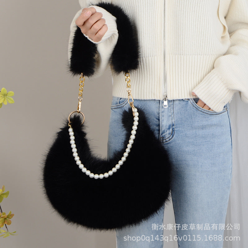 Cute Faux Fur Crossbody Bag - Winter Fashion Tote