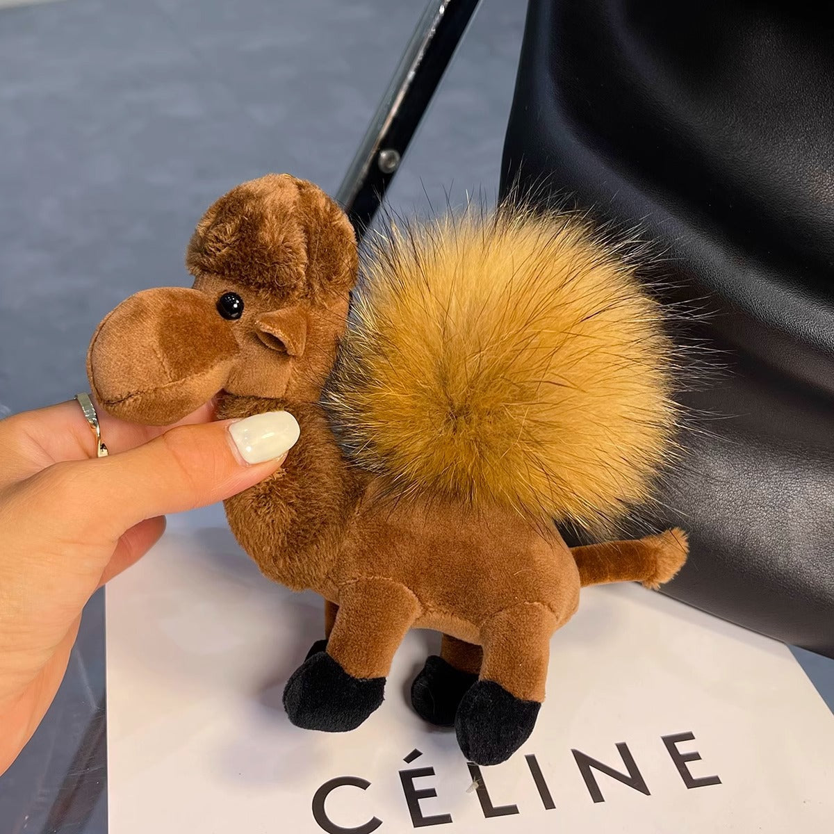 Cute Real Racoon Fur Camel Keychain - Bag Charm