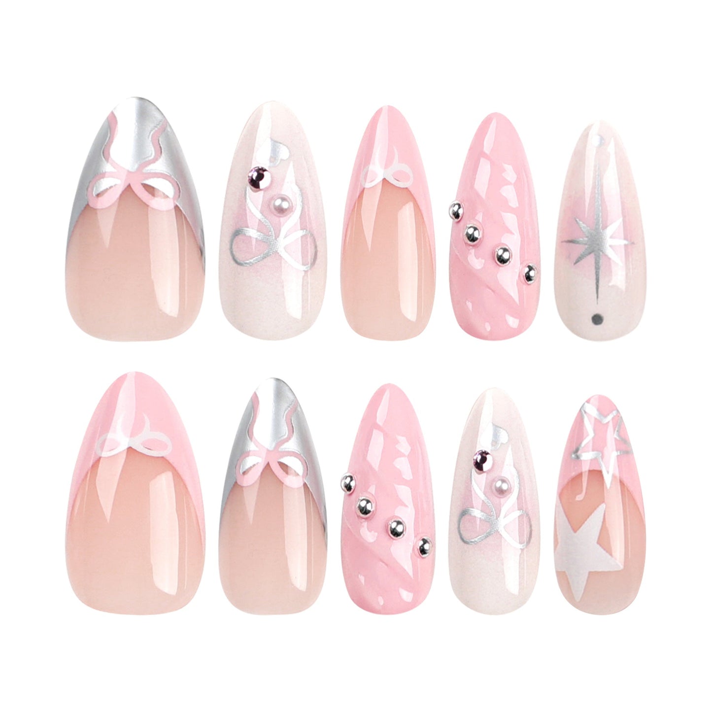 Elegant 3D Pink French Nail Extensions