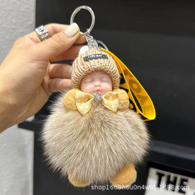 Foxy Sleepy Charm - 10cm Fluffy Keychain Decor