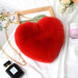 Fashionable Faux Fur Heart-Shaped Bag - Chain Crossbody Purse