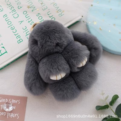 Cute Real Rabbit Fur Bunny Keychain - Mini Bag Charm