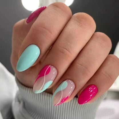 Almond Nails Pure Desire Jump Color Fresh Spring/Summer Ins Style Fake Nails-Homeunderwear