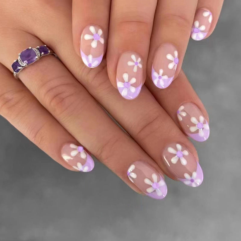 Fashionable Purple French Ins-style Nail Art