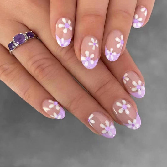 Fashionable Purple French Ins-style Nail Art