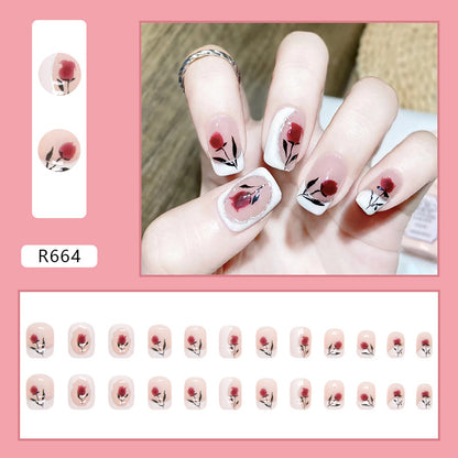 Minimalist Milk White French Vintage Rose Manicure Nails Wholesale Luxury Style-homeunderwear