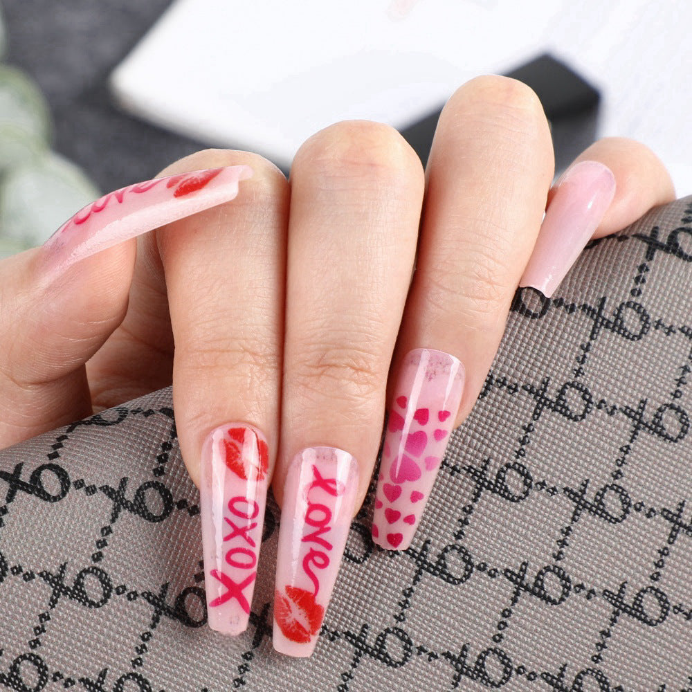 Love Lips Heart Sweet Chinese Style Acrylic Nails EB-28