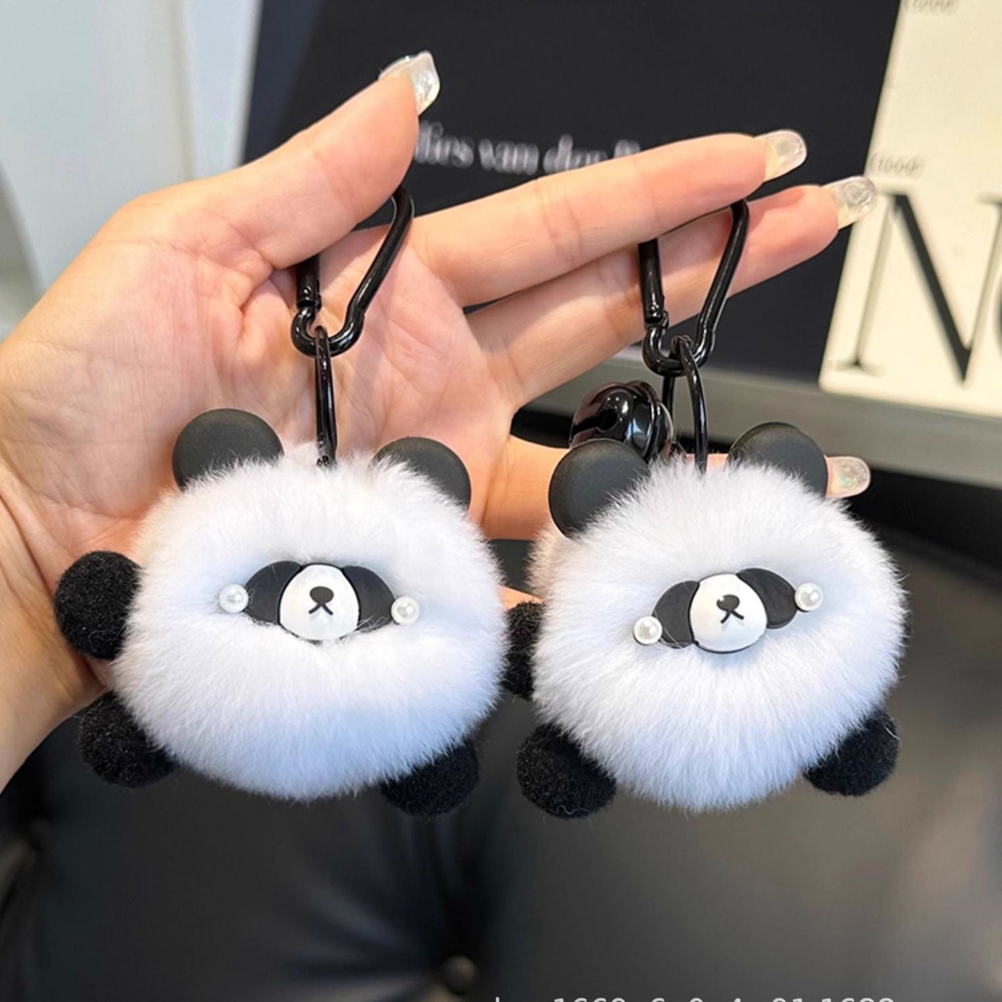 Cute Pom Pom Panda Keychain Fuzzy Toy Charm