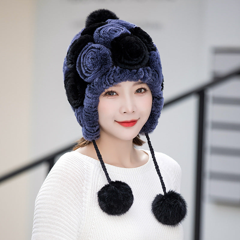 Winter Real Rabbit Fur Ear Flap Hat - Stylish & Warm