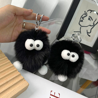 Cute Real Rabbit Fur Monster Keychain - Phone Charm