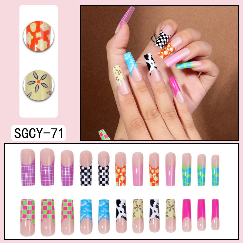 Ultra Long Water Pipe Nail Extensions, Multi-Pattern Design