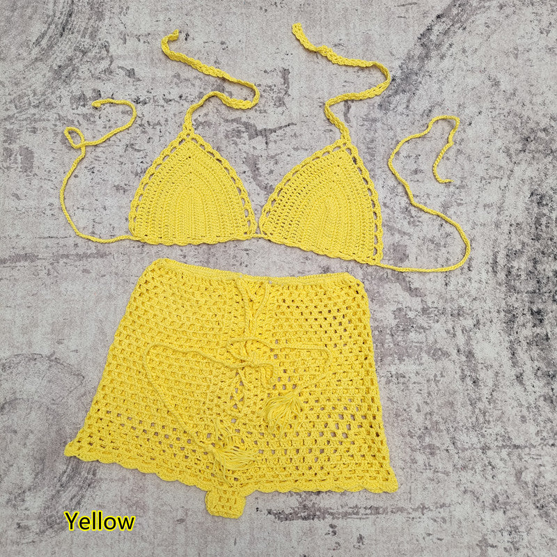 Handmade Crochet Striped Bikini Set Swimwear