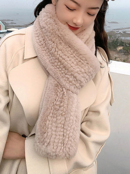 Long Real Rabbit Fur Scarf - Winter Fashion Accessory