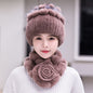 Winter Rex Rabbit Fur Hat & Scarf Set - Warm & Stylish