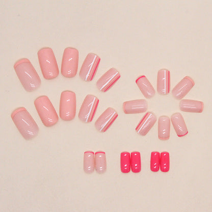 Minimalist Pink Striped French Nails, Rose and INS Style