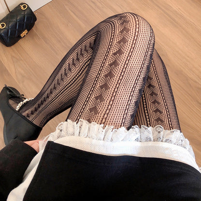 Sexy Jacquard Fishnet Love Striped Mesh Lace Hollow Pantyhose pantyhose