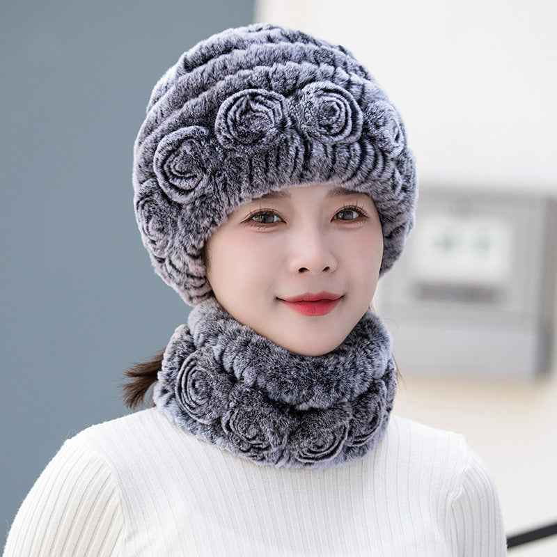 Stylish Real Rabbit Fur Ear Flap Hat - Warm Winter Accessory