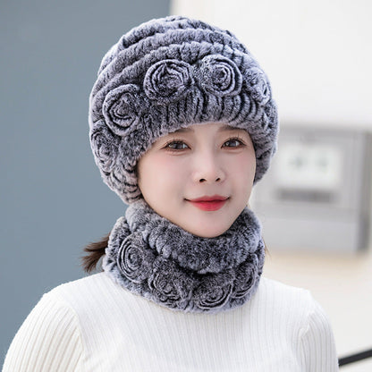 Stylish Real Rabbit Fur Ear Flap Hat - Warm Winter Accessory