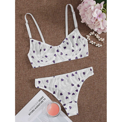 Wet Look & Mesh Bralette Set