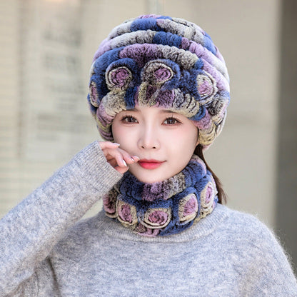 Stylish Real Rabbit Fur Ear Flap Hat - Warm Winter Accessory