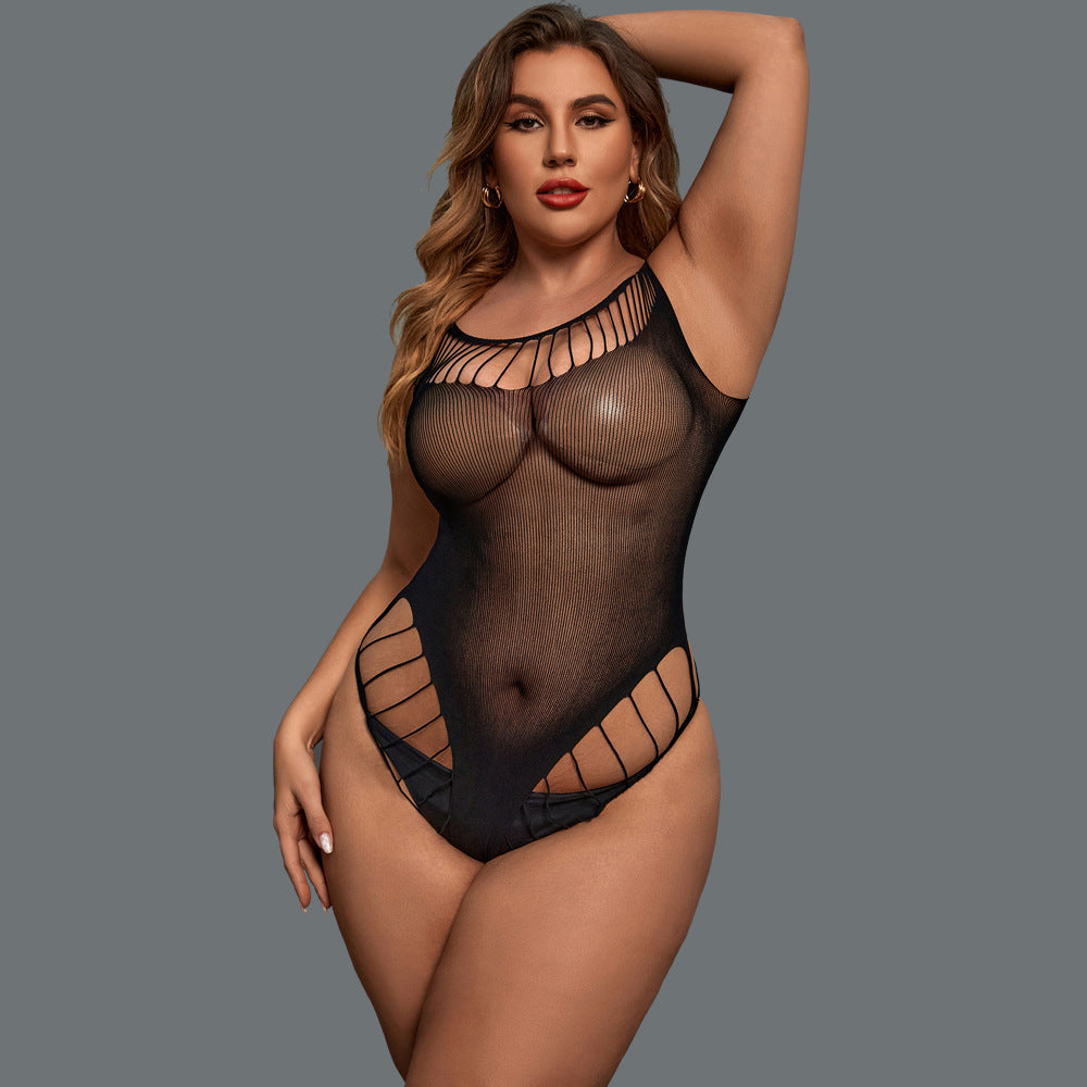 Free Shipping For Plus Size Overexposed Mesh Bodysuit