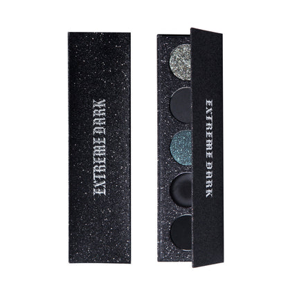 5-Color Black Eyeshadow Palette - Shimmer, Fine Glitter, Smokey Eye