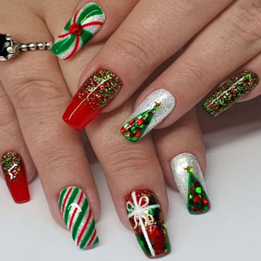 New FashionChristmas Nail Decals - European Style, Mid-Length-homeunderwear