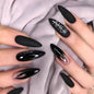 White Letter Black Flame Long Pointed Nail Wraps for Fall Nails