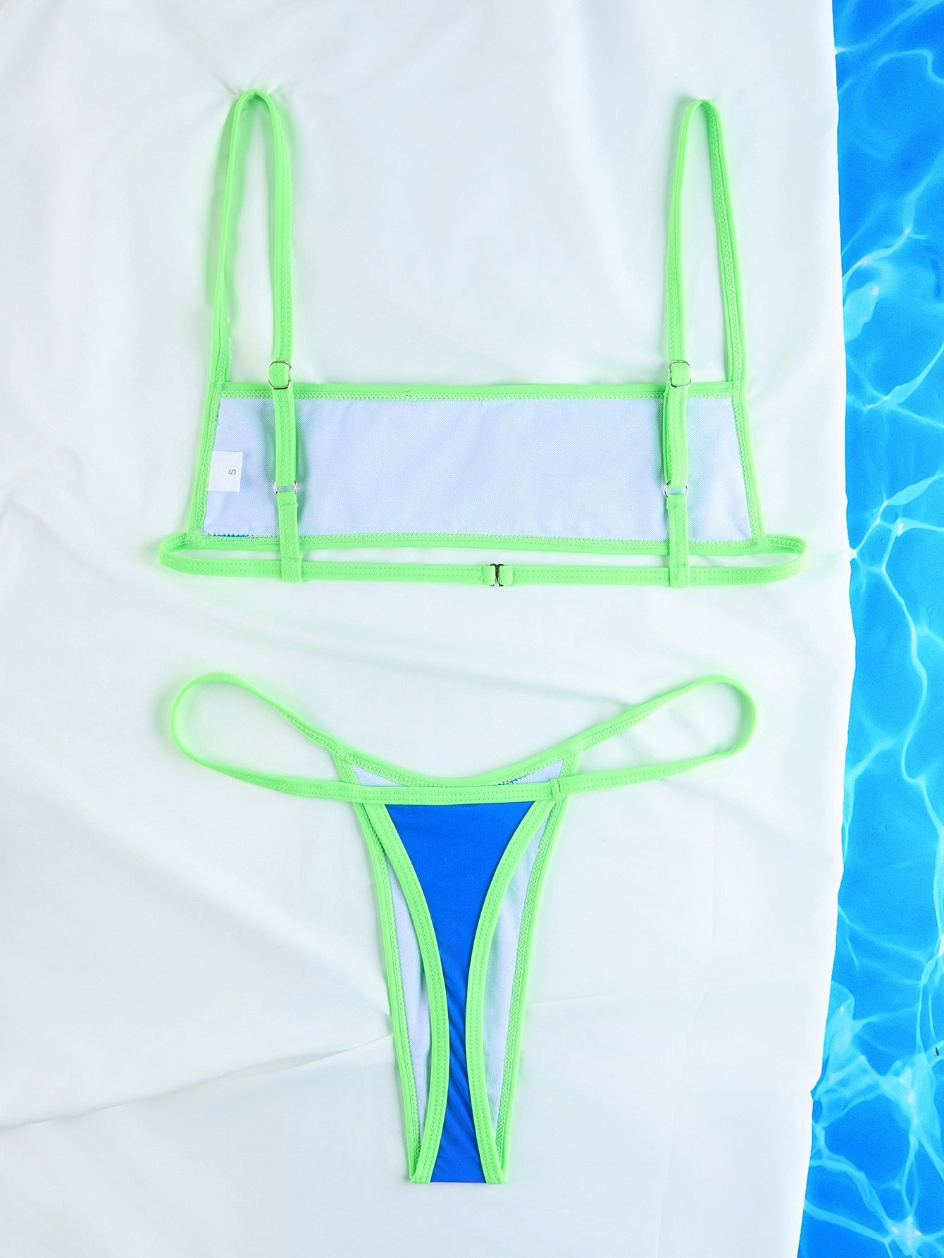 Blue Spaghetti Strap Women's Two-Piece Swimsuit